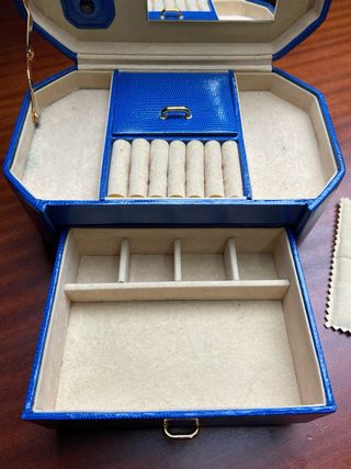 Porta-joias Sir Rounds Azul e Bege