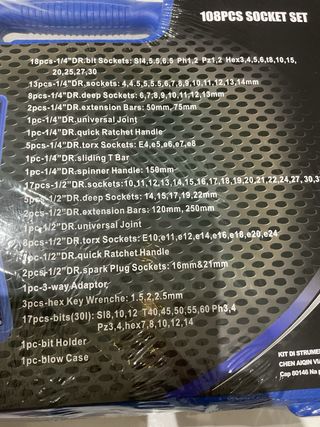 set attrezzi valigetta 108 pz