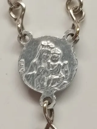 Corona di rosario vintage con perline e argento