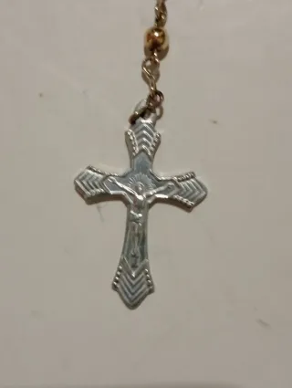 Corona di rosario vintage con perline e argento