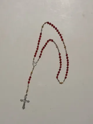 Corona di rosario vintage con perline e argento