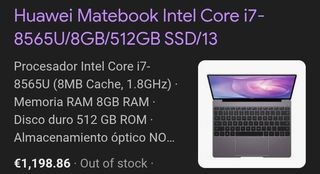 Huawei MateBook 13 WRT-W29C 13" i7/8GB/512GB