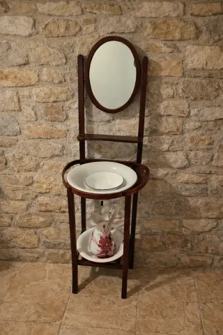 Lavabo clasico madera maciza con espejo