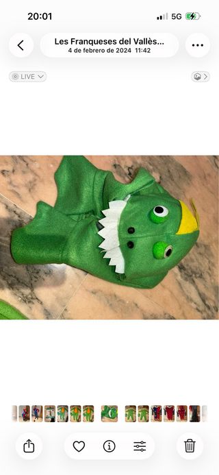 Disfraz de dinosaurio talla 7 a 9 años