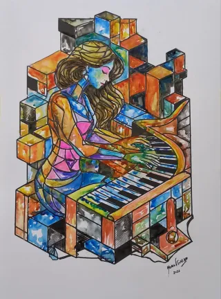 Ilustração original aguarela 21x30cm