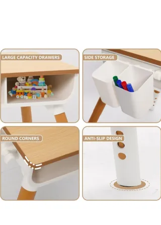 Siairo Mesa infantil con 1 silla, altura regulabl