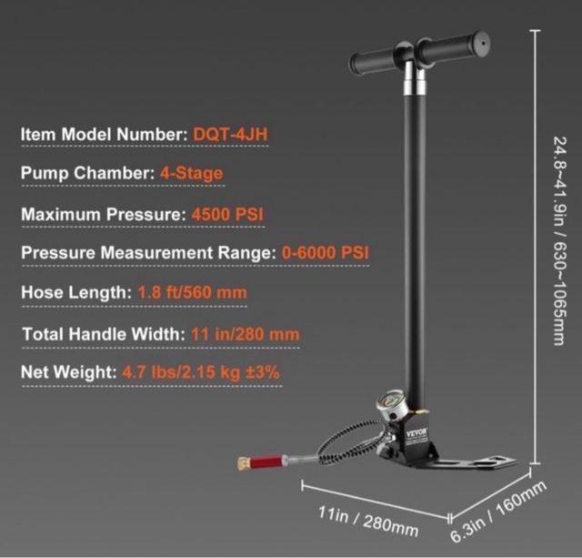 Pompa manuale PCP VEVOR 4 stadi 4500 PSI (30MPa)