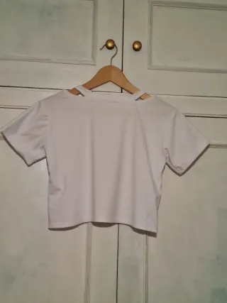 Top crop blanco con estampado Mañana Será Bonito.