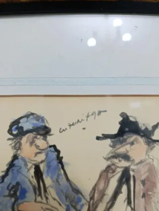 Obra de arte ( dos mendigos en un banco )