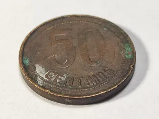 Moneda 50 Cts 1937 II REPÚBLICA (puntos cuadrados)