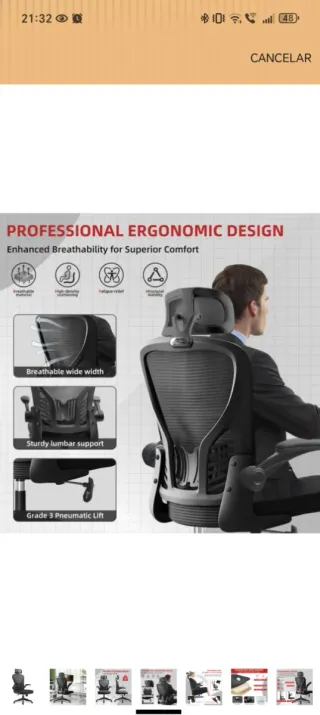 Silla de Oficina Ergonómica con Reposacabezas