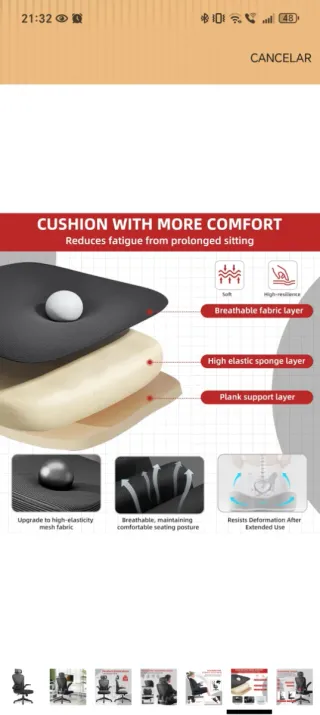 Silla de Oficina Ergonómica con Reposacabezas