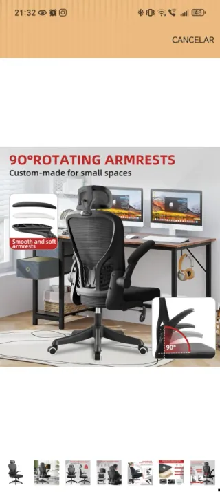 Silla de Oficina Ergonómica con Reposacabezas