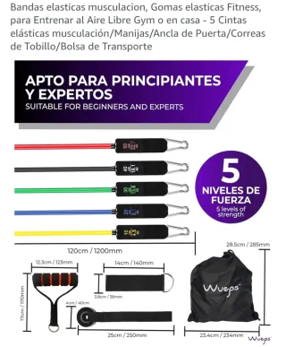 Bandas elásticas de resistencia musculación.Weps