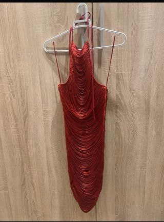 Vestido Zara halter flecos M