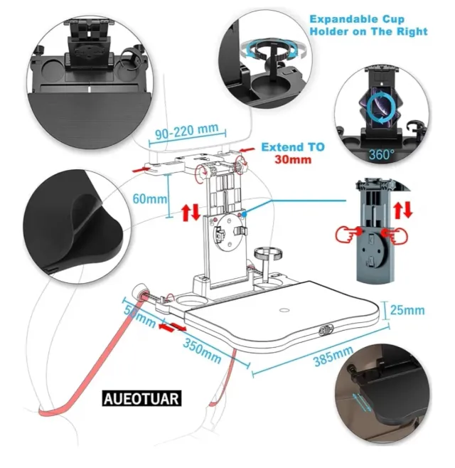 Tavolo Multifunzionale per Sedile Auto