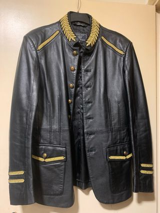 Americana piel hombre zara denim couture