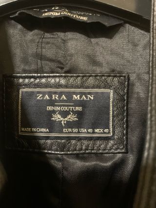 Americana piel hombre zara denim couture