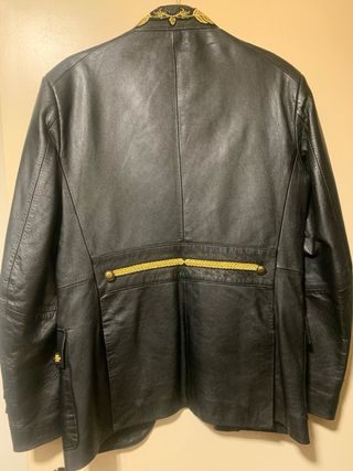 Americana piel hombre zara denim couture