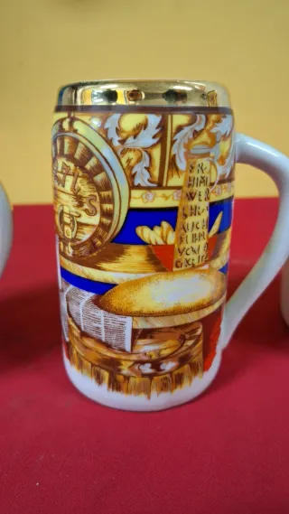 Brocca e 5 Bicchieri di Birra in Ceramica