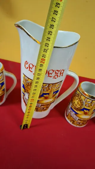 Brocca e 5 Bicchieri di Birra in Ceramica