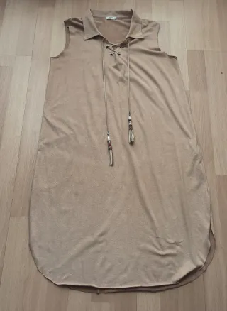 Vestido antelina beige Moewy