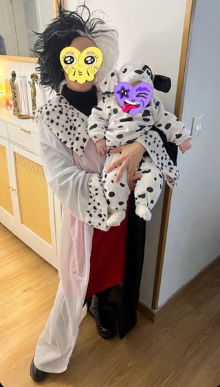 Traje dálmata bebé y Cruela mami