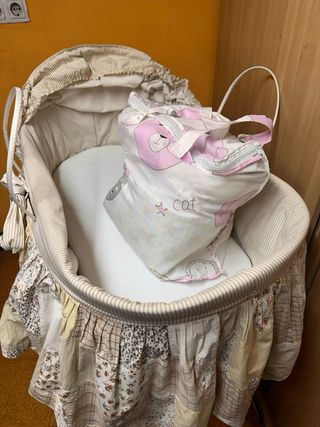 Lote Moisés Mimbre Marina (Hecho en España) + Pack