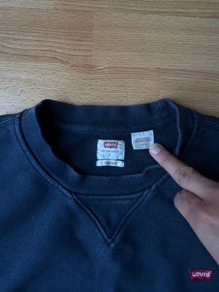 Levis Crewneck Sweetshirt Jersey Navy Blue Retro