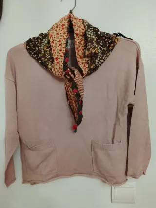 Jersey niña rosa con bolsillos