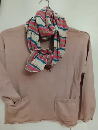 Jersey niña rosa con bolsillos