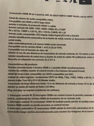 Conmutador HDMI 4K 4 Puertos ARC 3D NewBEP