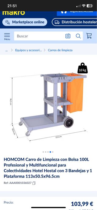 Carro de limpieza con bolsa profesional