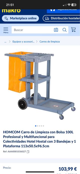 Carro de limpieza con bolsa profesional