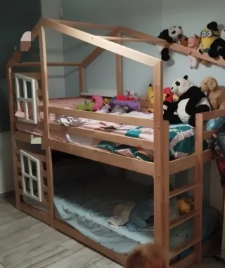 Litera casita blanca 90x200 cm