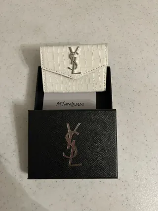 Portafoglio Yves Saint Laurent bianco effetto cocc