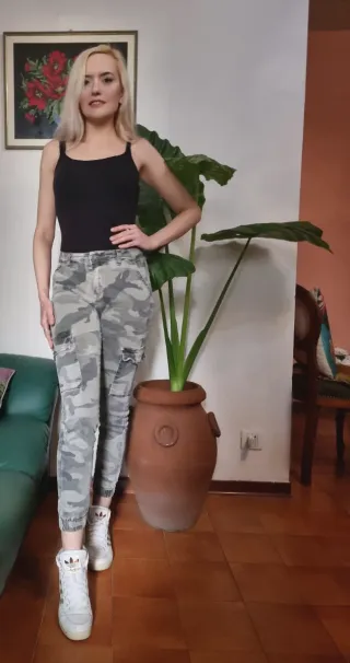 verde cachi militare mimetica donna pantaloni