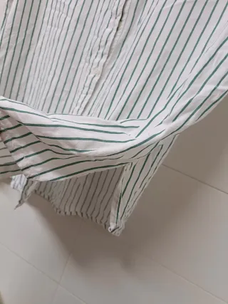 Camisa rayas verticales blancas y verdes - Talla L
