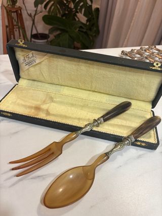 Jugo cubiertos de servir franceses de asta