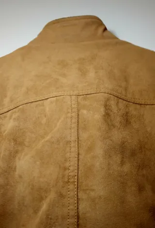 Giacca Pelle Vintage Bomber Piumino Marrone Vera