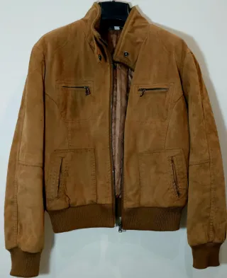 Giacca Pelle Vintage Bomber Piumino Marrone Vera
