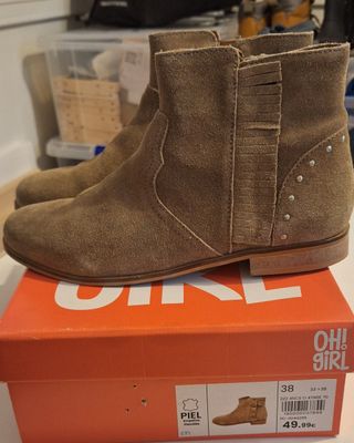 Botín piel plano mujer