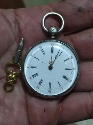 Bonito reloj de bolsillo antiguo de plata 37mm