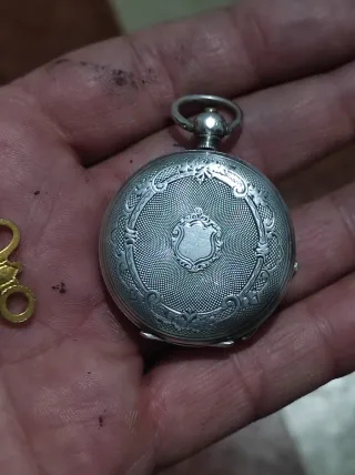 Bonito reloj de bolsillo antiguo de plata 37mm