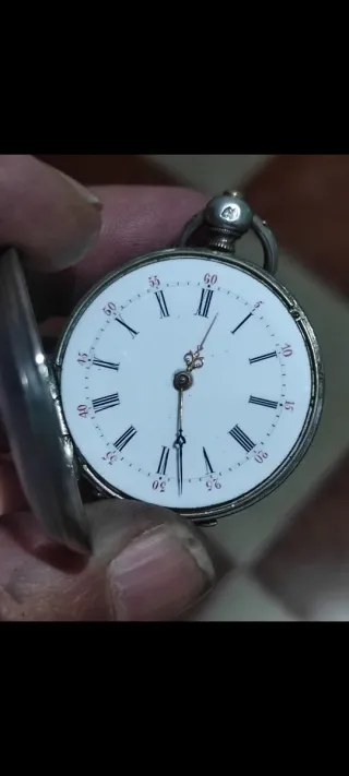 Bonito reloj de bolsillo antiguo de plata 37mm