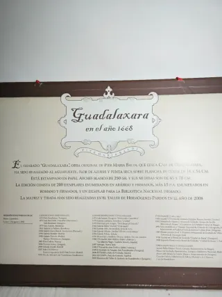 Grabado vista de Guadalajara en el año 1668.