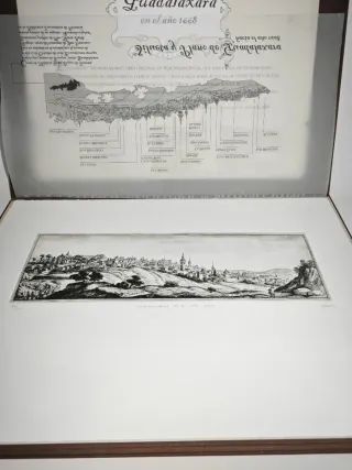 Grabado vista de Guadalajara en el año 1668.