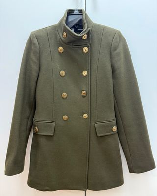 Abrigo lana doble botonadura Zara