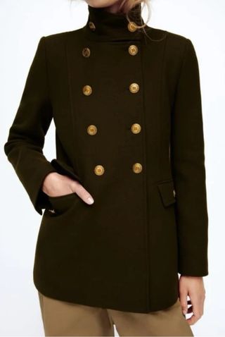 Abrigo lana doble botonadura Zara