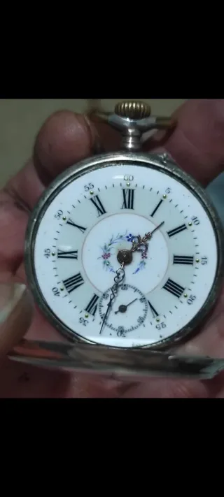 Bonito reloj de bolsillo antiguo de plata 47 mm